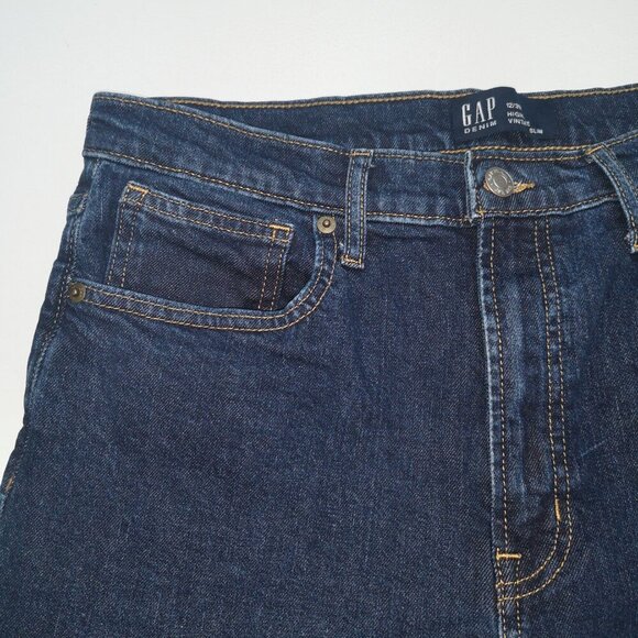 Gap Denim Ladies Size 12/31R High Rise Vintage Slim Dark Wash Blue Jeans - Picture 8 of 13